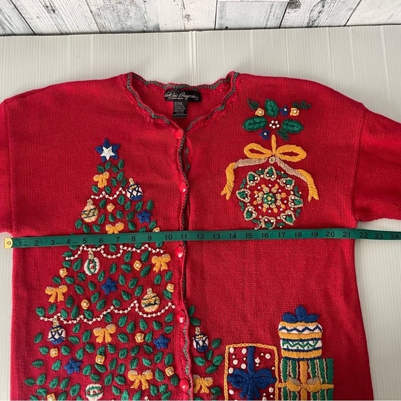 Vintage Work in Process Christmas Tree Cardigan size Large - Picture 7 of 9